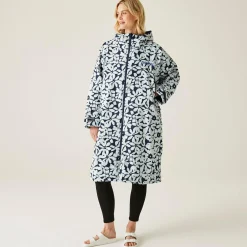 Adult Waterproof Changing Robe | Navy White Large Floral