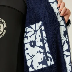 Adult Waterproof Changing Robe | Navy White Large Floral