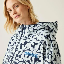 Adult Waterproof Changing Robe | Navy White Large Floral