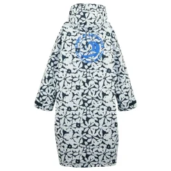 Adult Waterproof Changing Robe | Navy White Large Floral