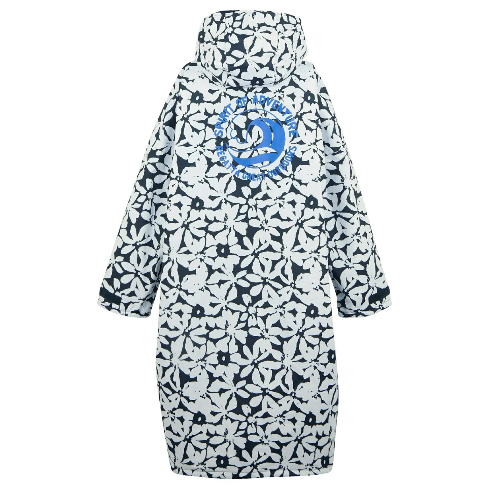 Adult Waterproof Changing Robe | Navy White Large Floral