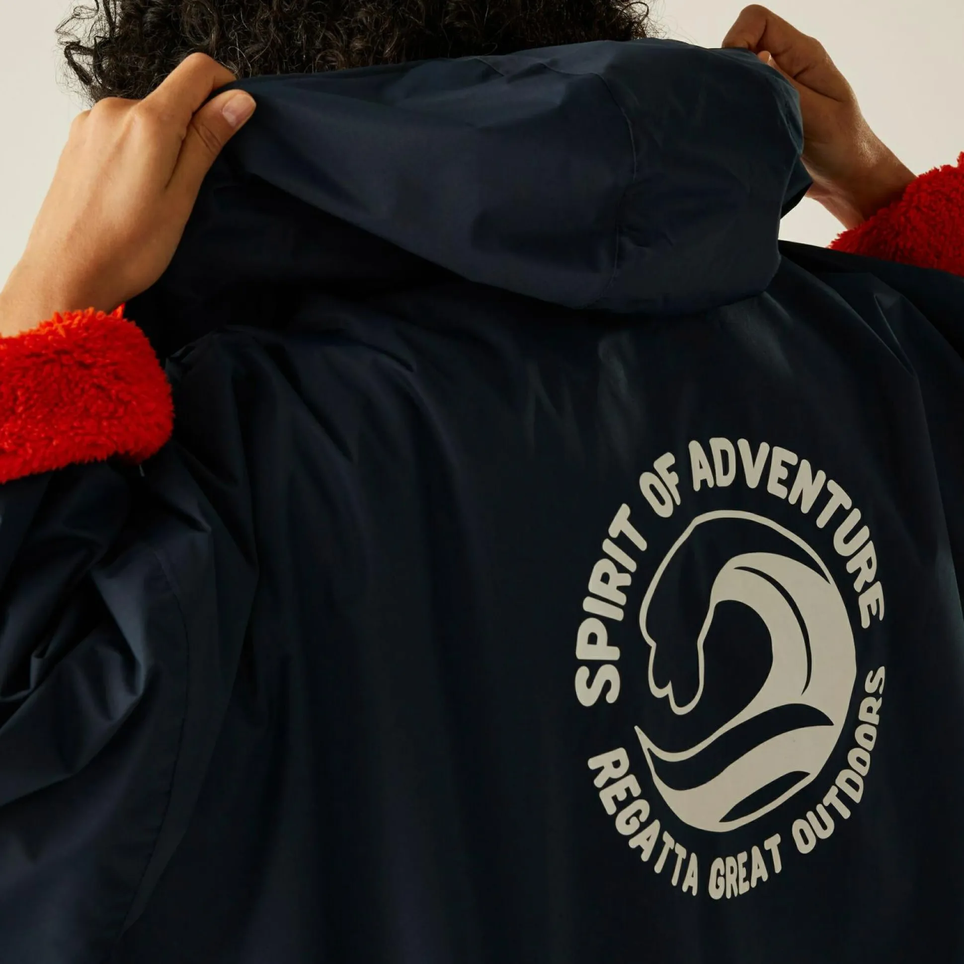 Adult Waterproof Changing Robe | Navy Rusty Orange Lining
