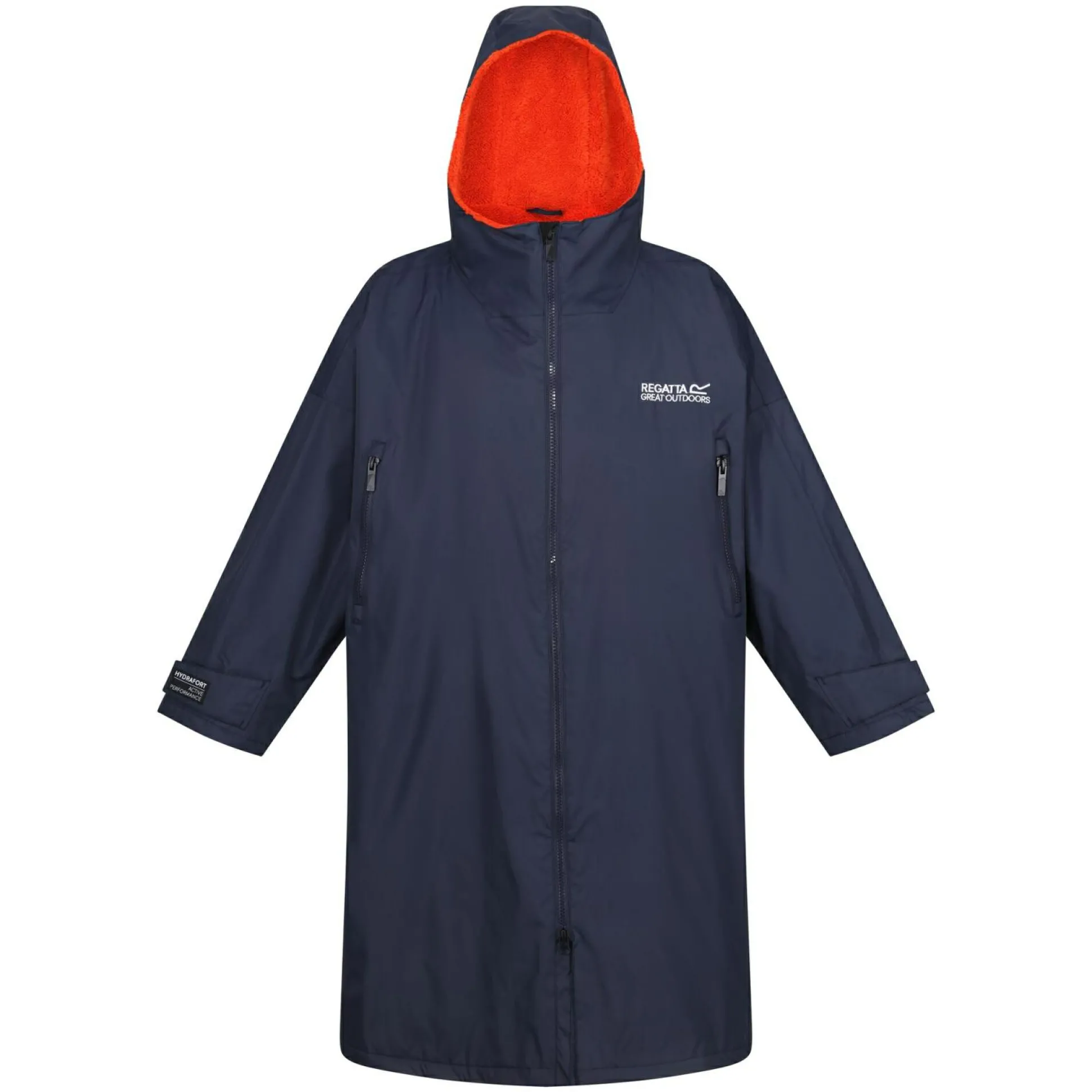 Adult Waterproof Changing Robe | Navy Rusty Orange Lining