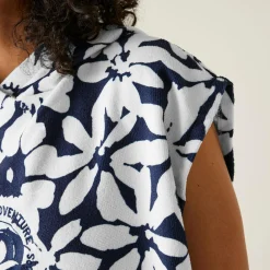 Adult's Towel Robe | Navy White Large Floral