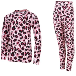 Dare 2b - Kids' Pow II Baselayer Set | Dusty Rose Cheetah Print