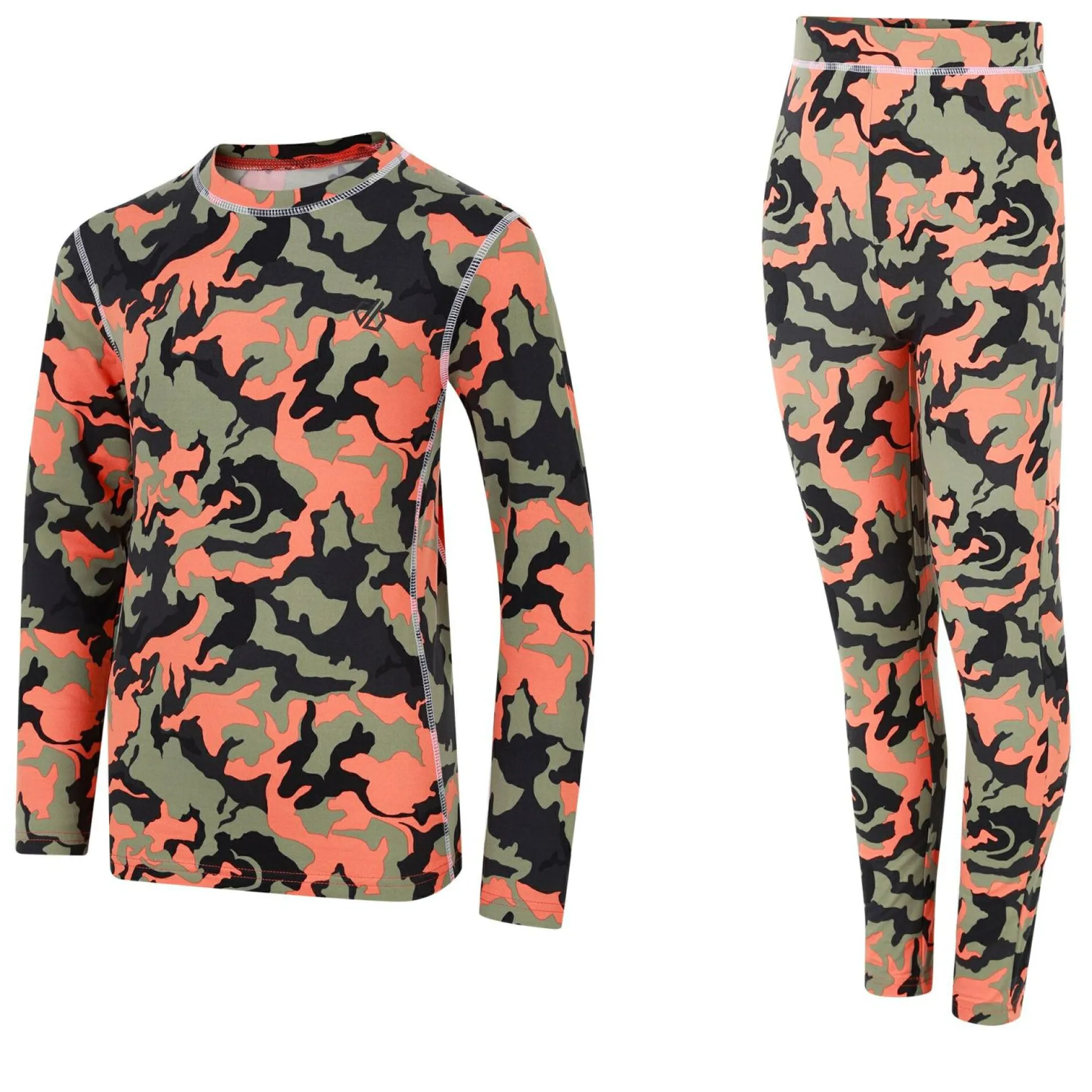 Dare 2b - Kids' Pow II Baselayer Set | Rusty Orange Camo Print