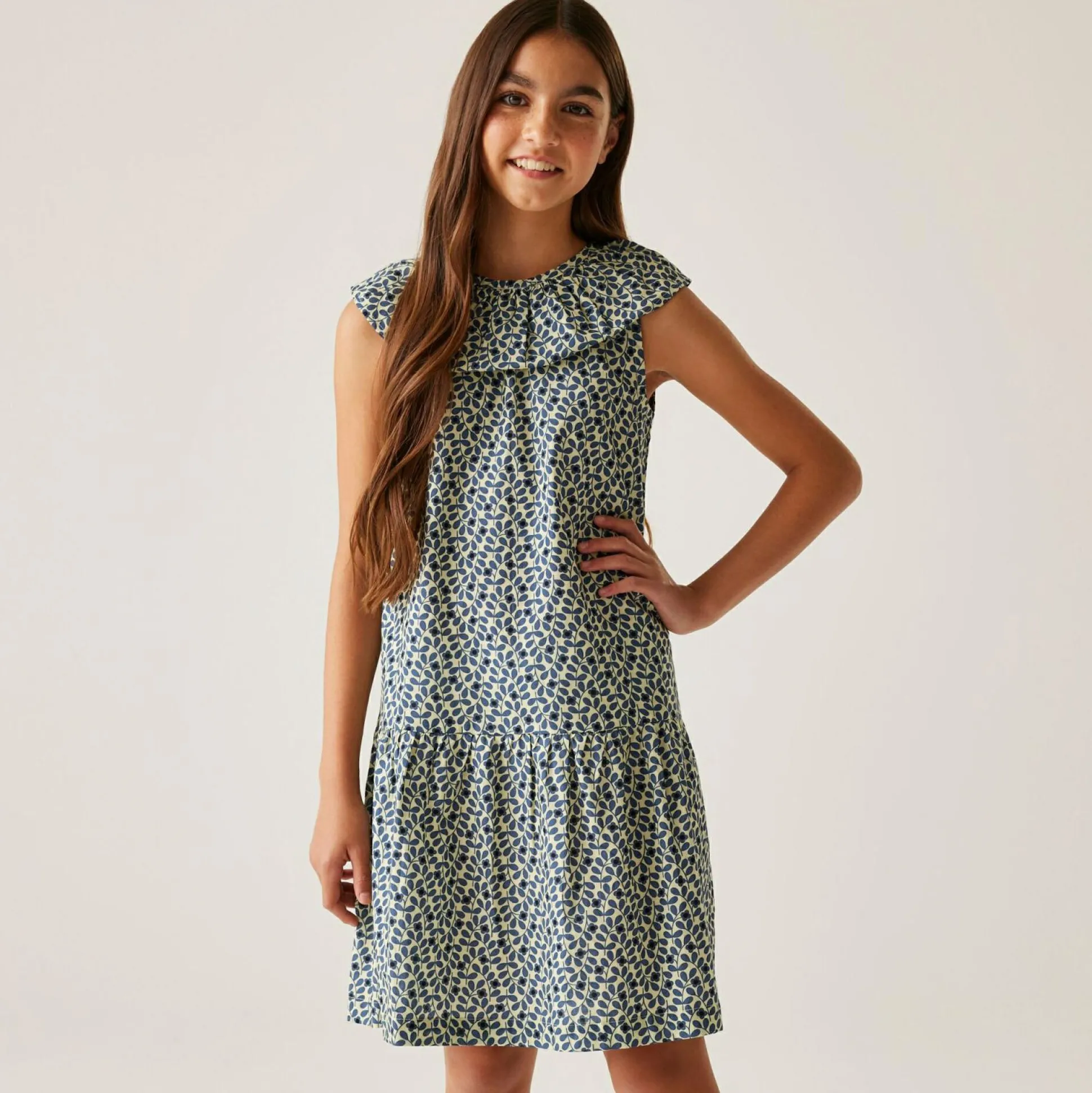 Girls Orla Kiely Sleeveless Dress | Jasmine Flower Blue