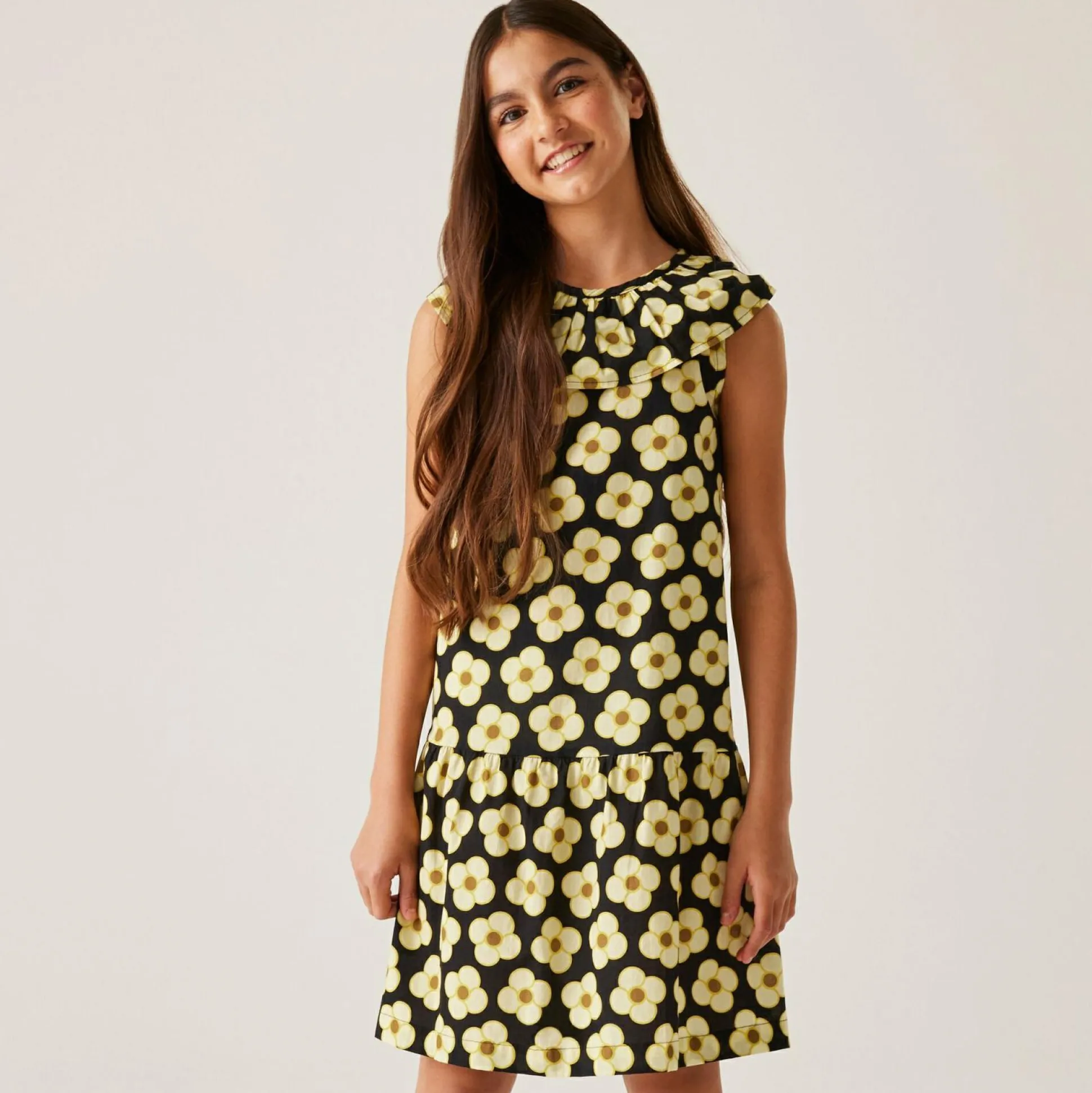 Girls Orla Kiely Sleeveless Dress | Spinning Flower Black