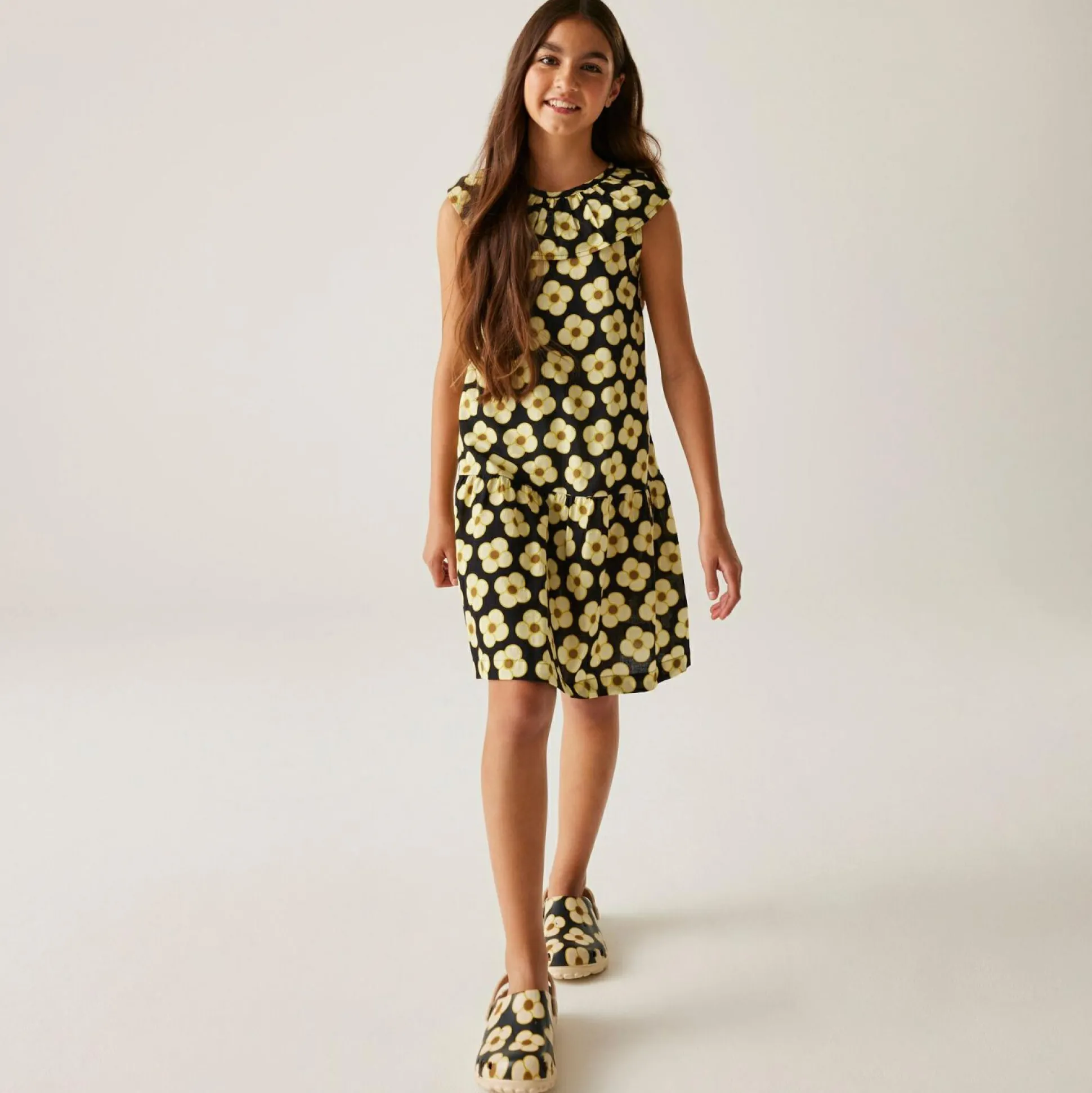 Girls Orla Kiely Sleeveless Dress | Spinning Flower Black