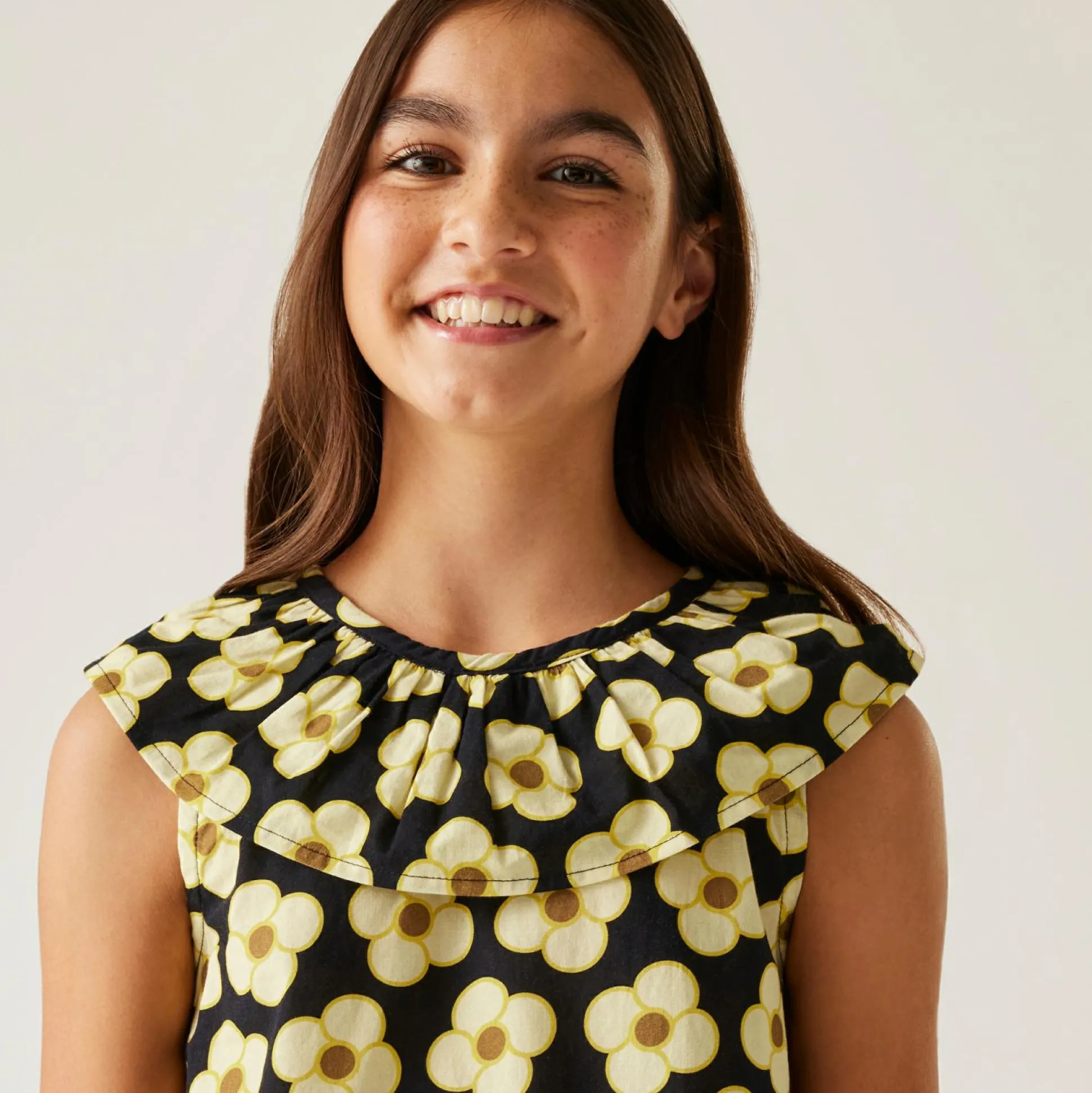 Girls Orla Kiely Sleeveless Dress | Spinning Flower Black