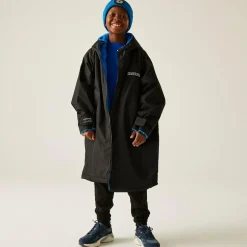 Junior Waterproof Changing Robe | Black Oxford Blue