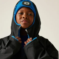 Junior Waterproof Changing Robe | Black Oxford Blue