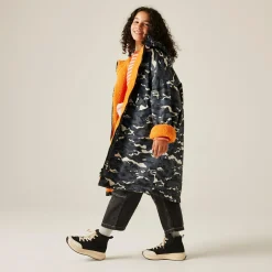 Junior Waterproof Changing Robe | Black Camo Persimmon