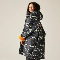 Junior Waterproof Changing Robe | Black Camo Persimmon