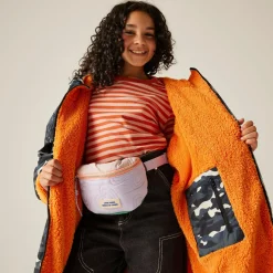 Junior Waterproof Changing Robe | Black Camo Persimmon