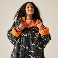 Junior Waterproof Changing Robe | Black Camo Persimmon