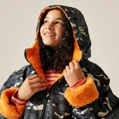 Junior Waterproof Changing Robe | Black Camo Persimmon