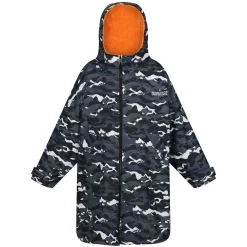 Junior Waterproof Changing Robe | Black Camo Persimmon