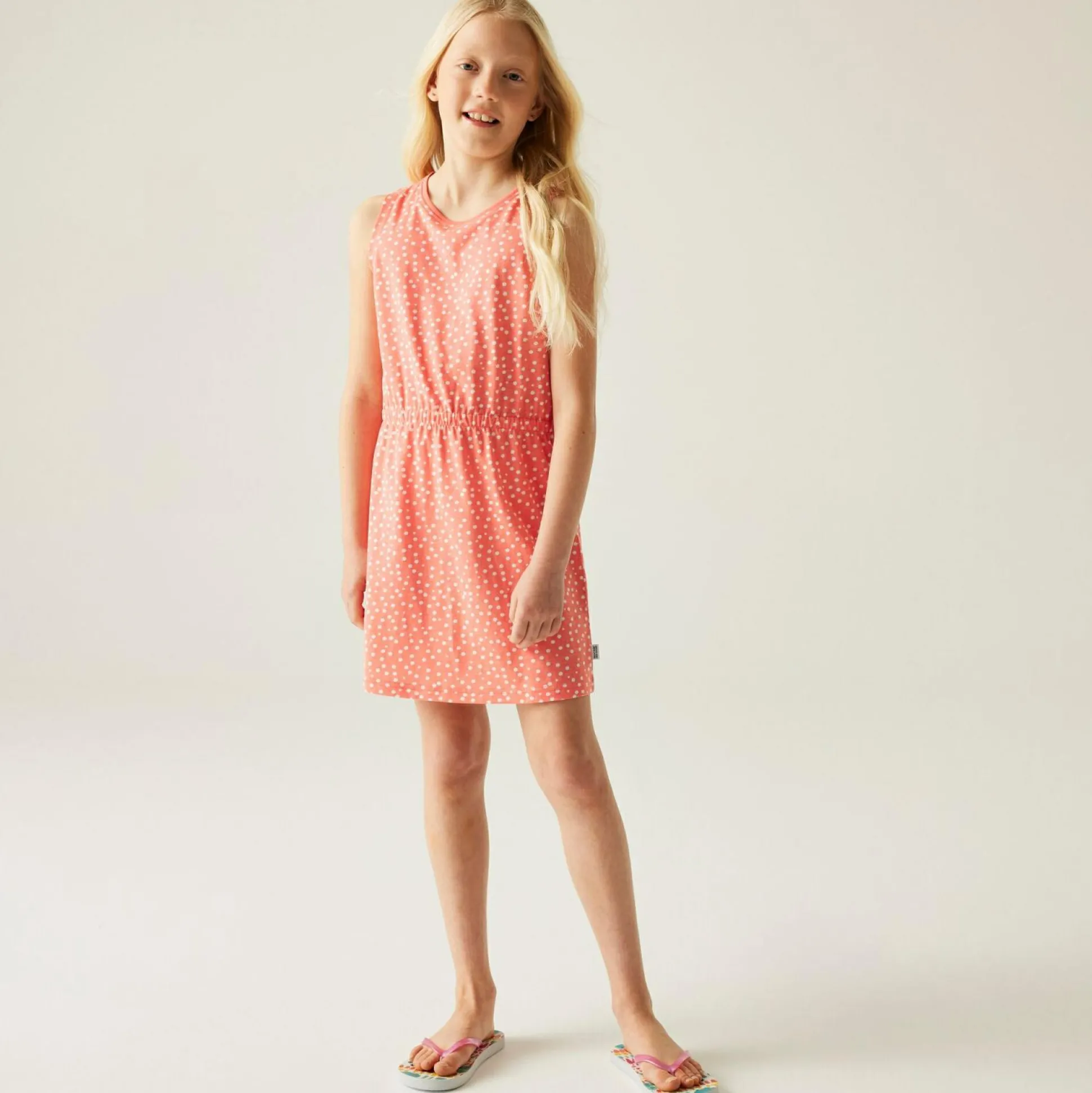 Kids' Beylina Dress | Peach Bloom White Micro Dot