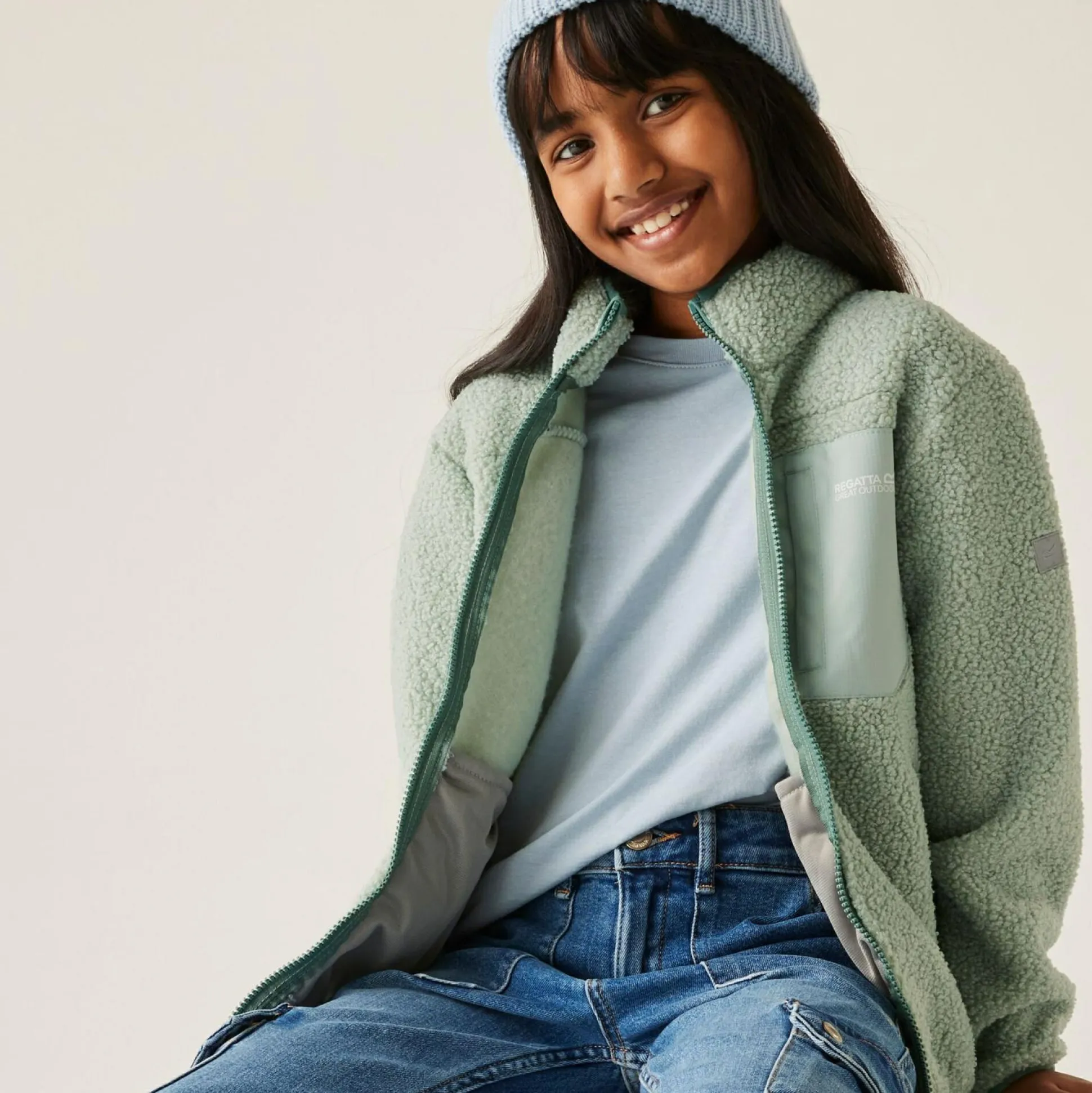 Kids' Frankie Warm Full Zip Fleece | Green Haze