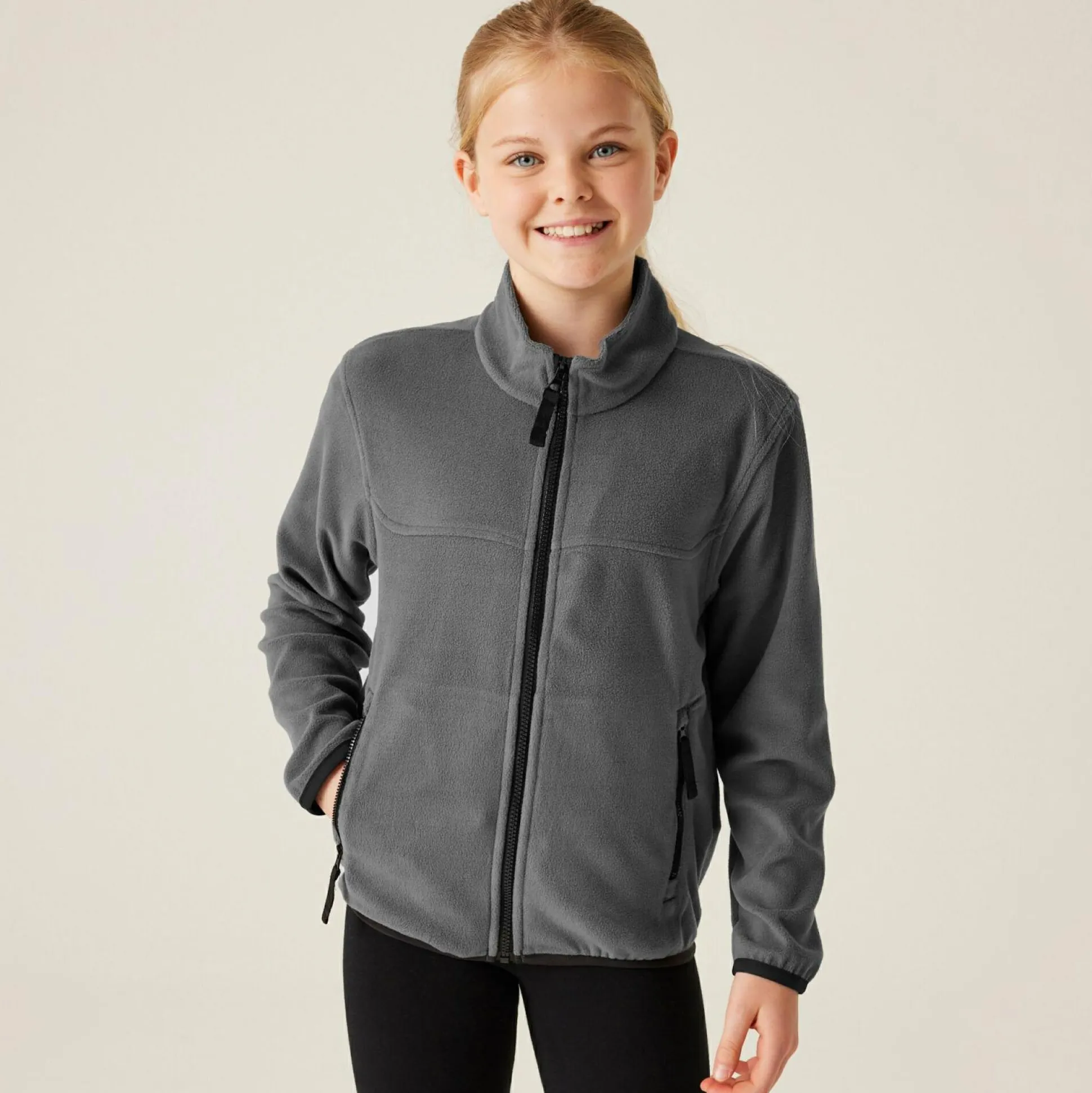 Kids' Full Zip Micro Fleece | Seal Grey