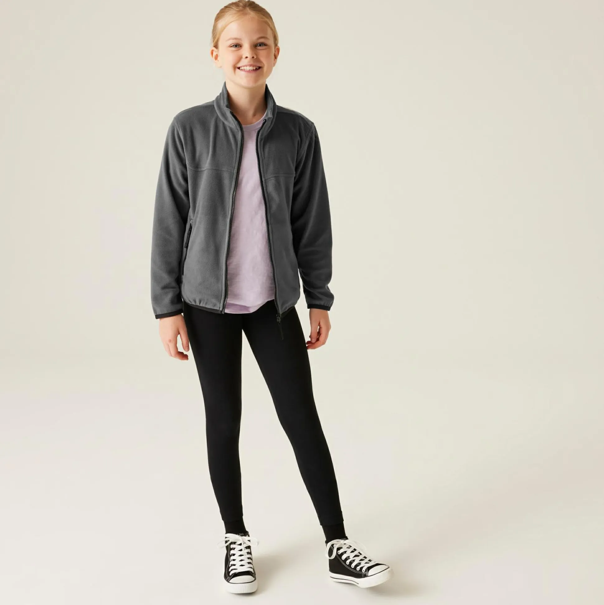 Kids' Full Zip Micro Fleece | Seal Grey