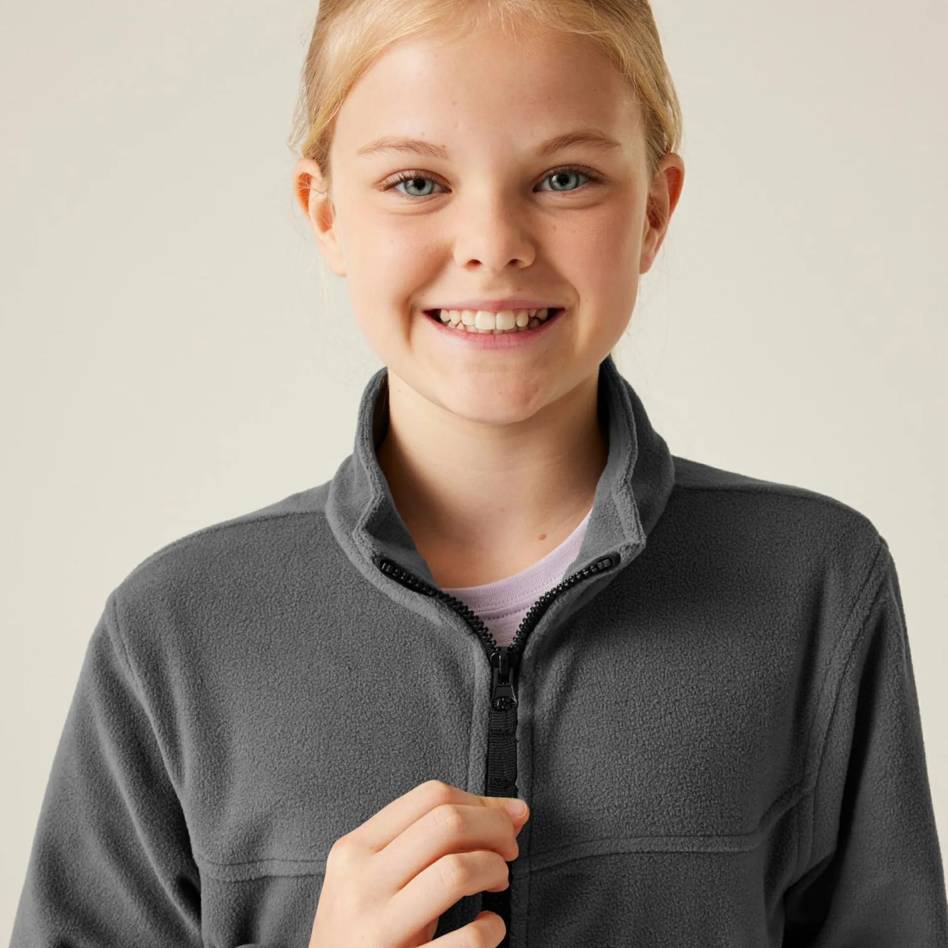 Kids' Full Zip Micro Fleece | Seal Grey