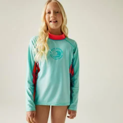 Kids' Hoku II Swim Top | Aruba Blue Peach Bloom Tropical Leaf