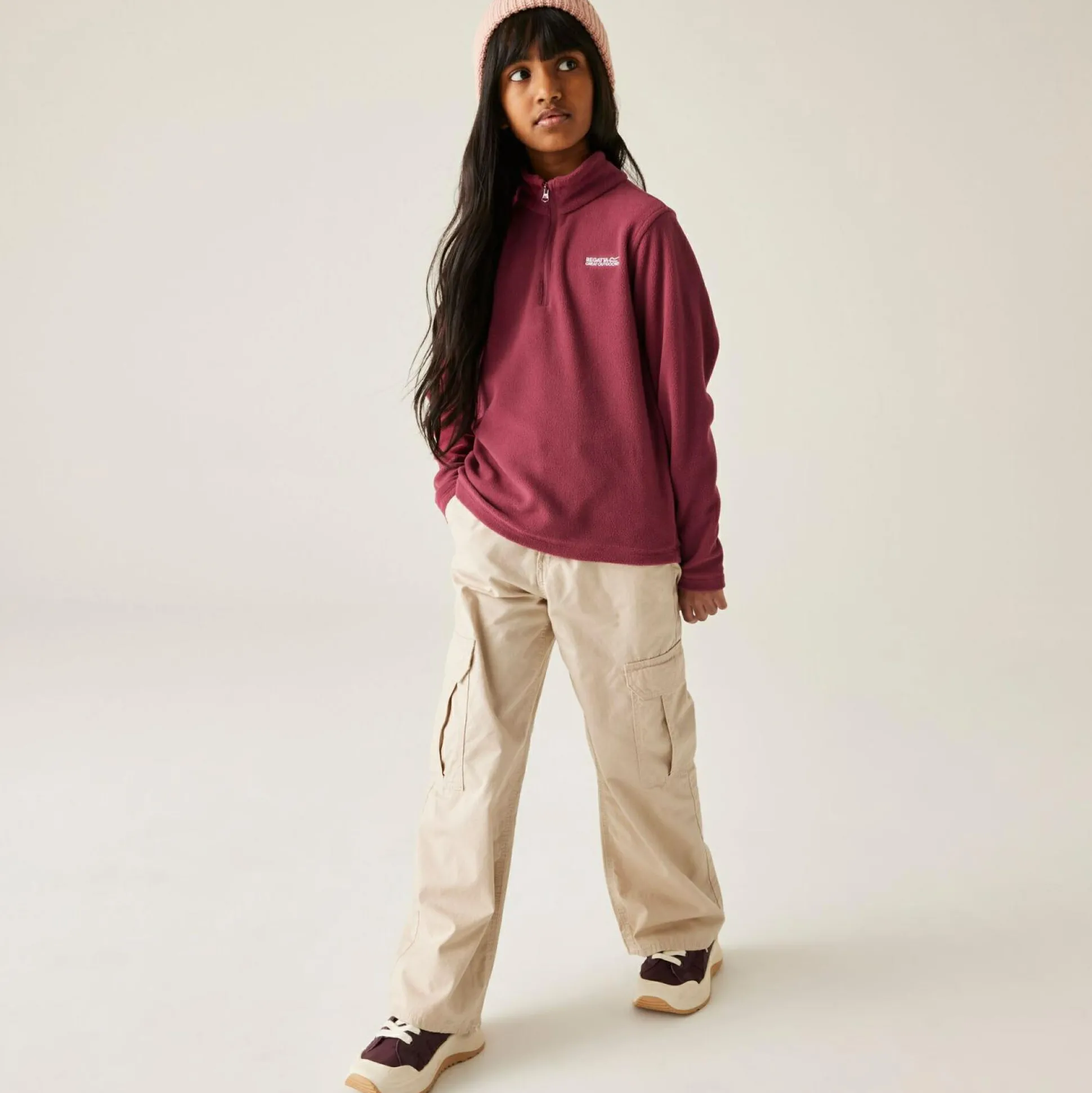 Kids' Hot Shot II Half Zip Fleece | Dark Pimento
