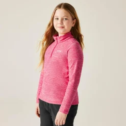 Kids' Hot Shot Marl Half Zip Fleece | Pink
