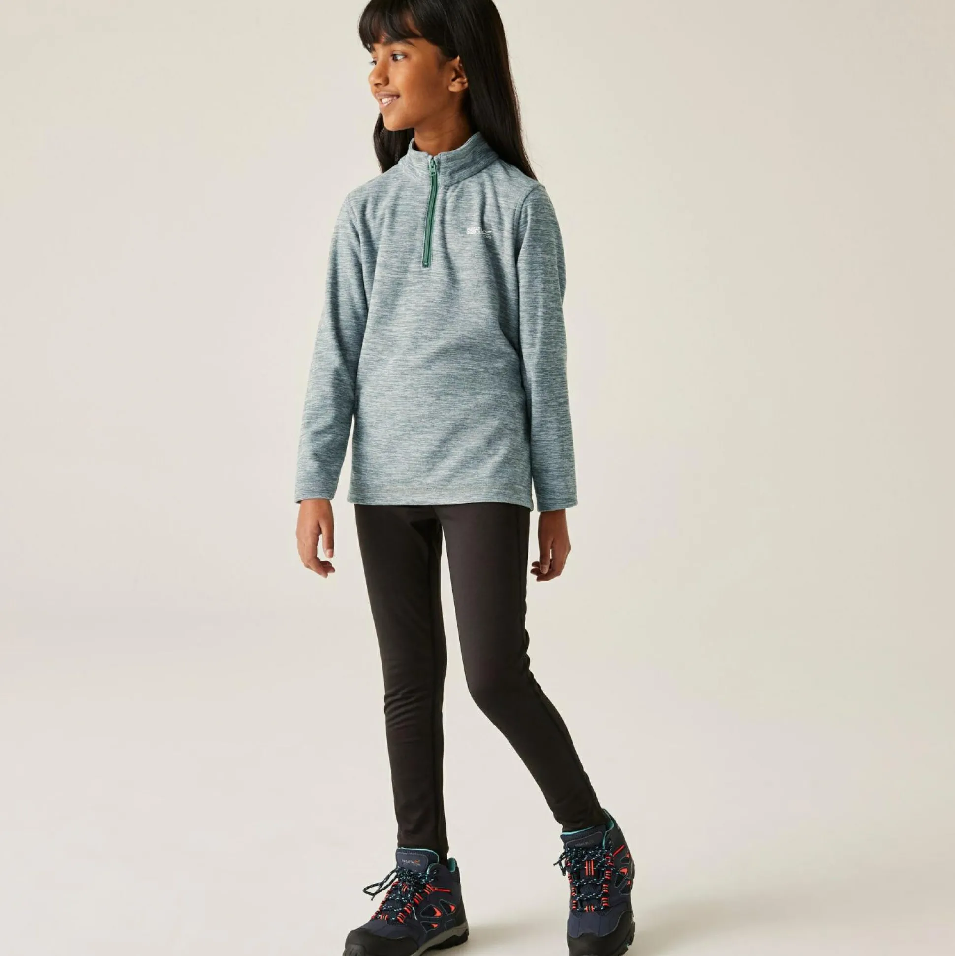 Kids' Hot Shot Marl Half Zip Fleece | Green