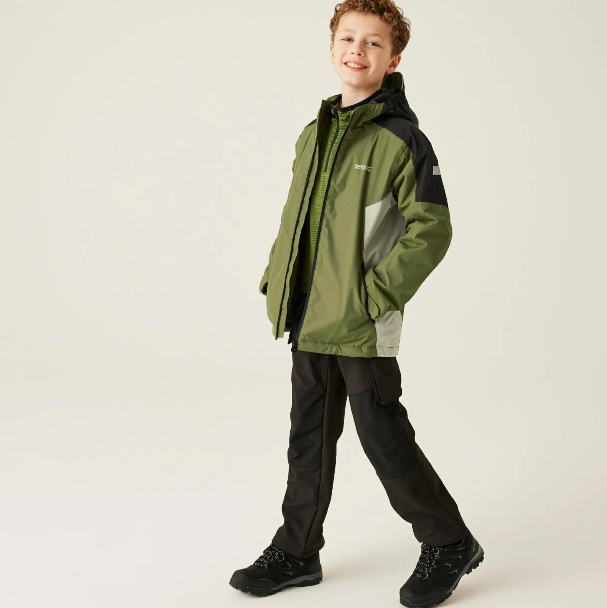 Kids' Hurdle V Waterproof Jacket | Nephrite Green Black Abbey Stone
