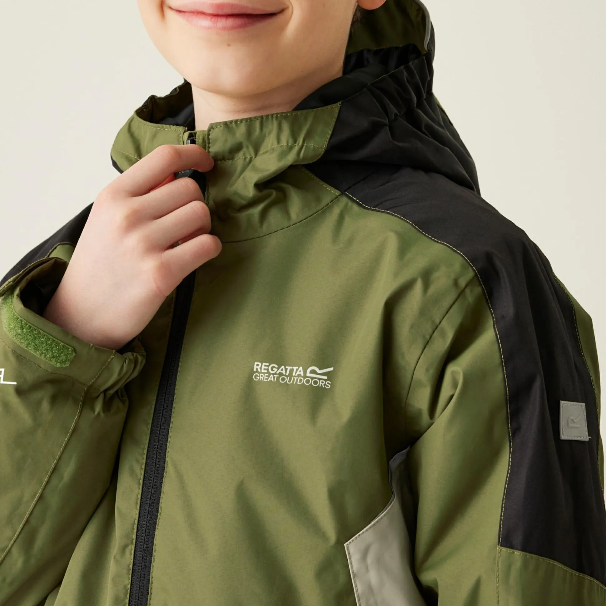 Kids' Hurdle V Waterproof Jacket | Nephrite Green Black Abbey Stone