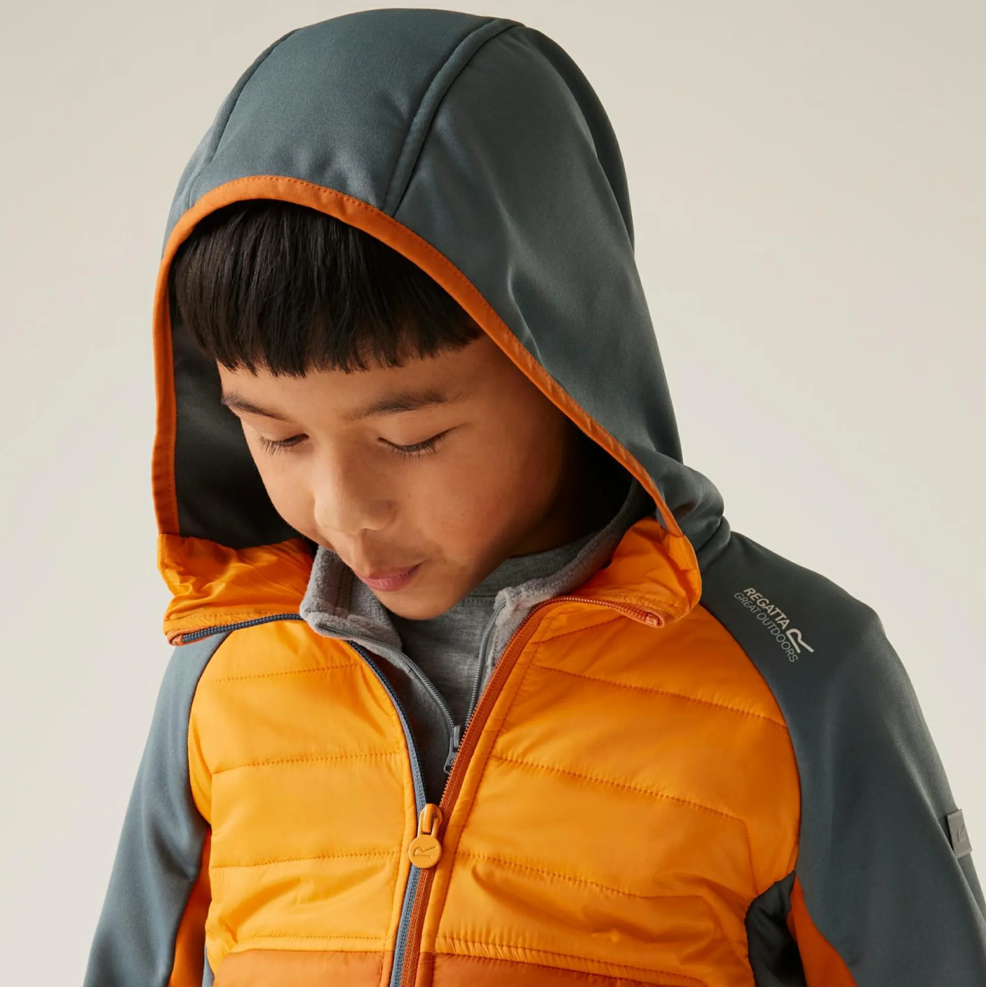 Kids' Kielder IX Hybrid Jacket | Fox Bright Marigold Stormy Weather