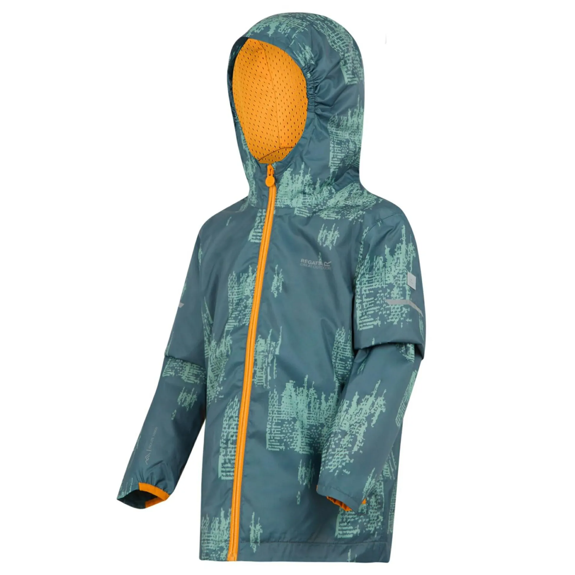 Kids' Printed Lever II Waterpoof Jacket | Stormy Weather Glacier Bright Marigold
