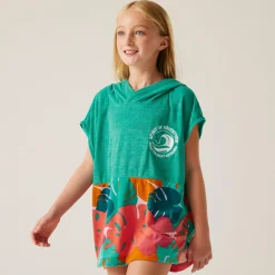 Kids' Towel Robe II | Turquoise/Tropical Leaf