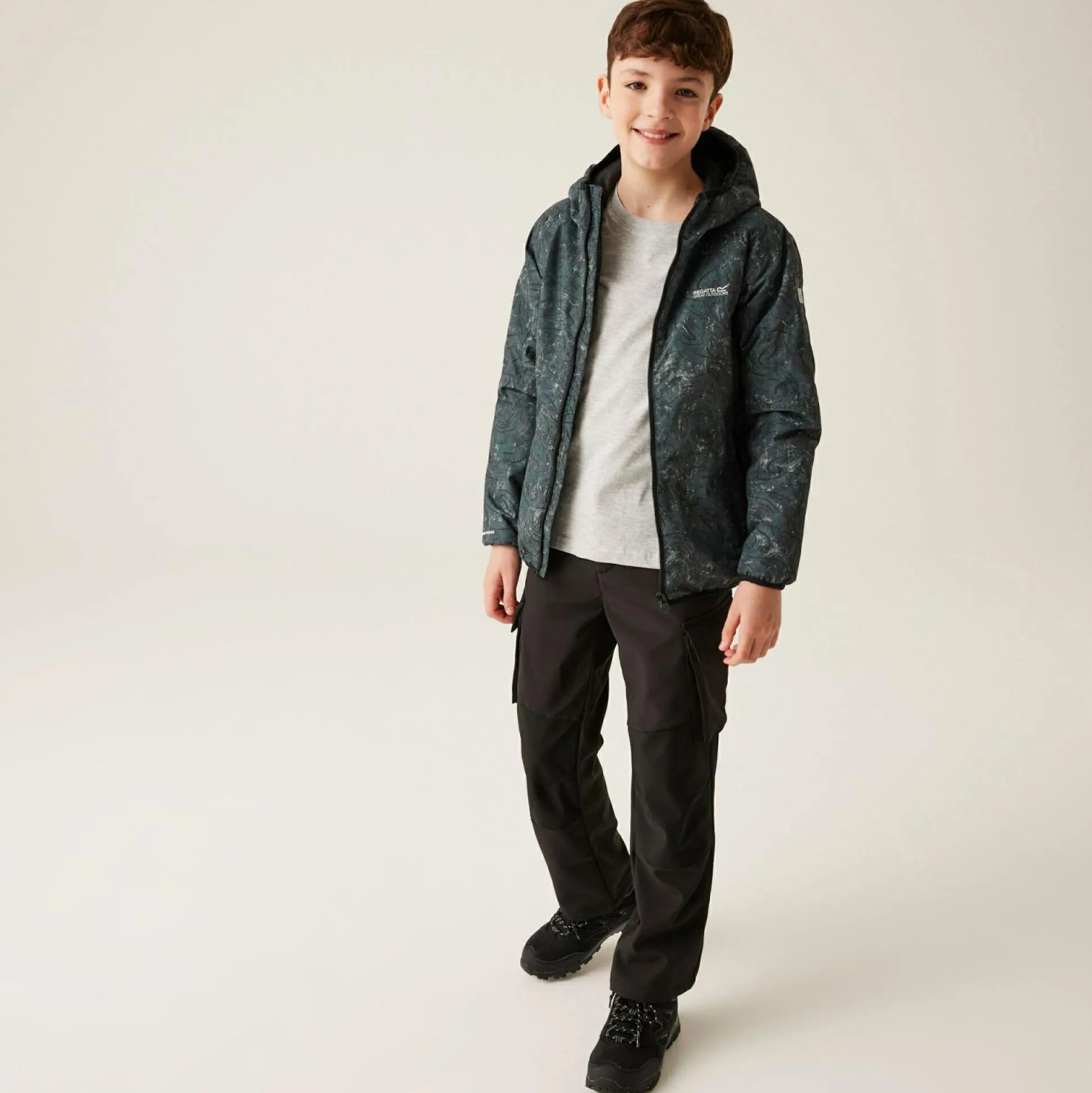 Kids' Volcanics VIII Reflective Jacket | Seal Grey Terrain Print
