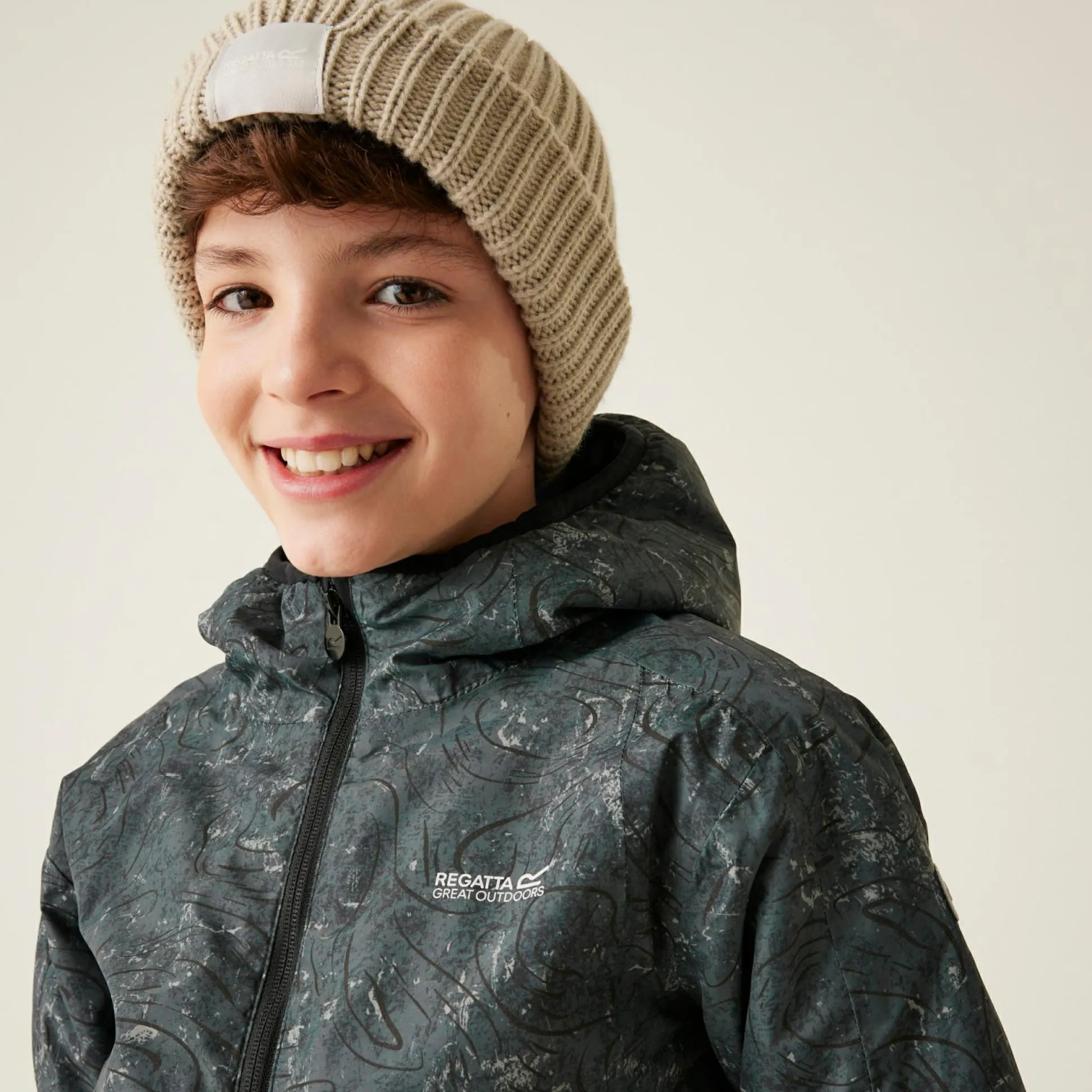 Kids' Volcanics VIII Reflective Jacket | Seal Grey Terrain Print