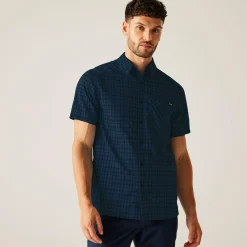 Men's Begarno Short Sleeve Shirt | Moonlight Denim Navy Check
