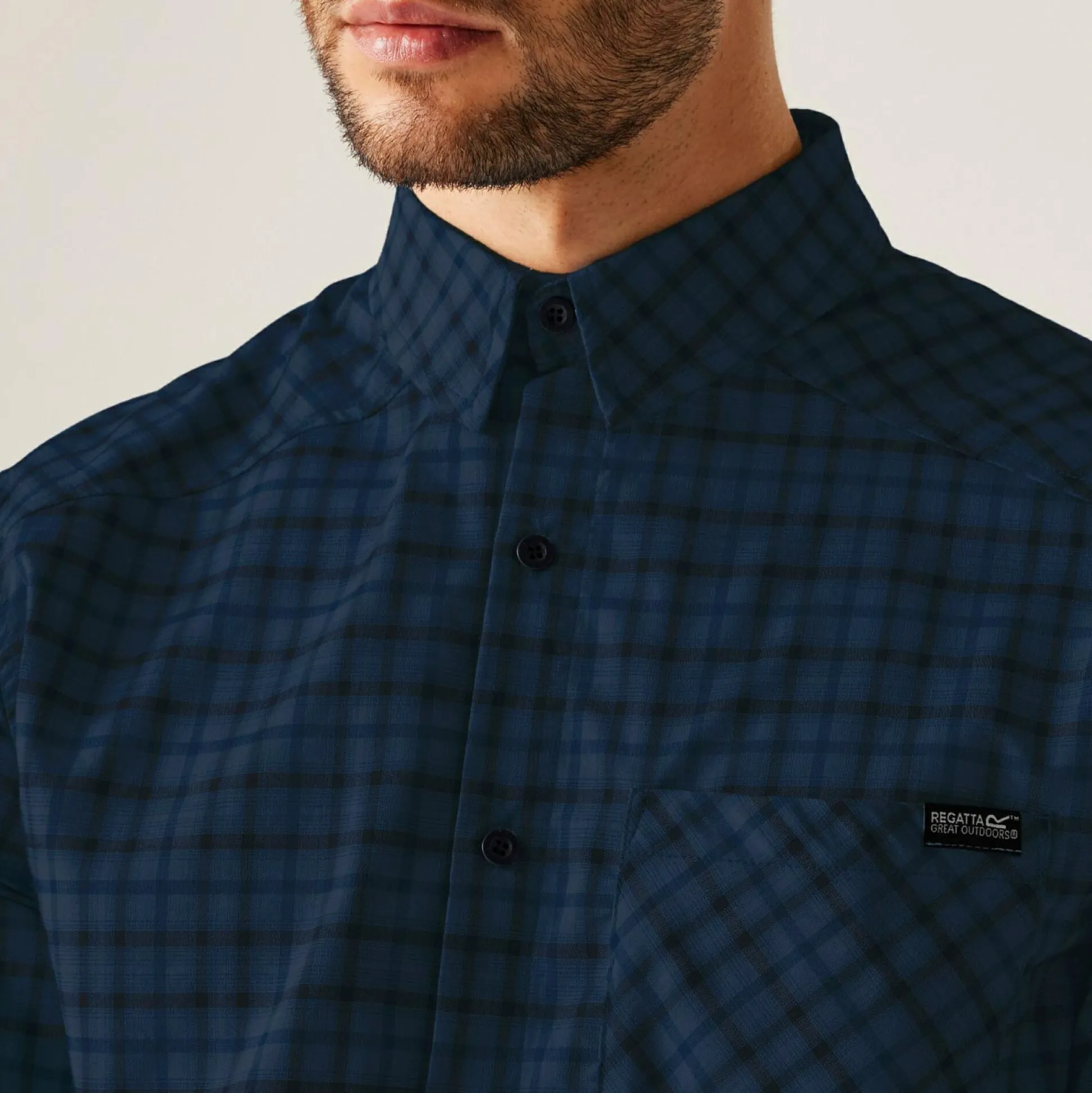 Men's Begarno Short Sleeve Shirt | Moonlight Denim Navy Check