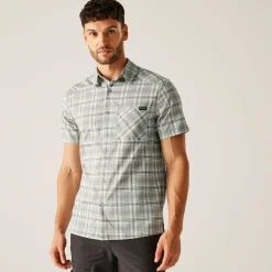 Men's Begarno Short Sleeve Shirt | White Golden Sand Treetop Check