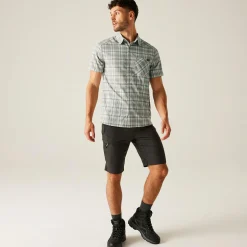 Men's Begarno Short Sleeve Shirt | White Golden Sand Treetop Check