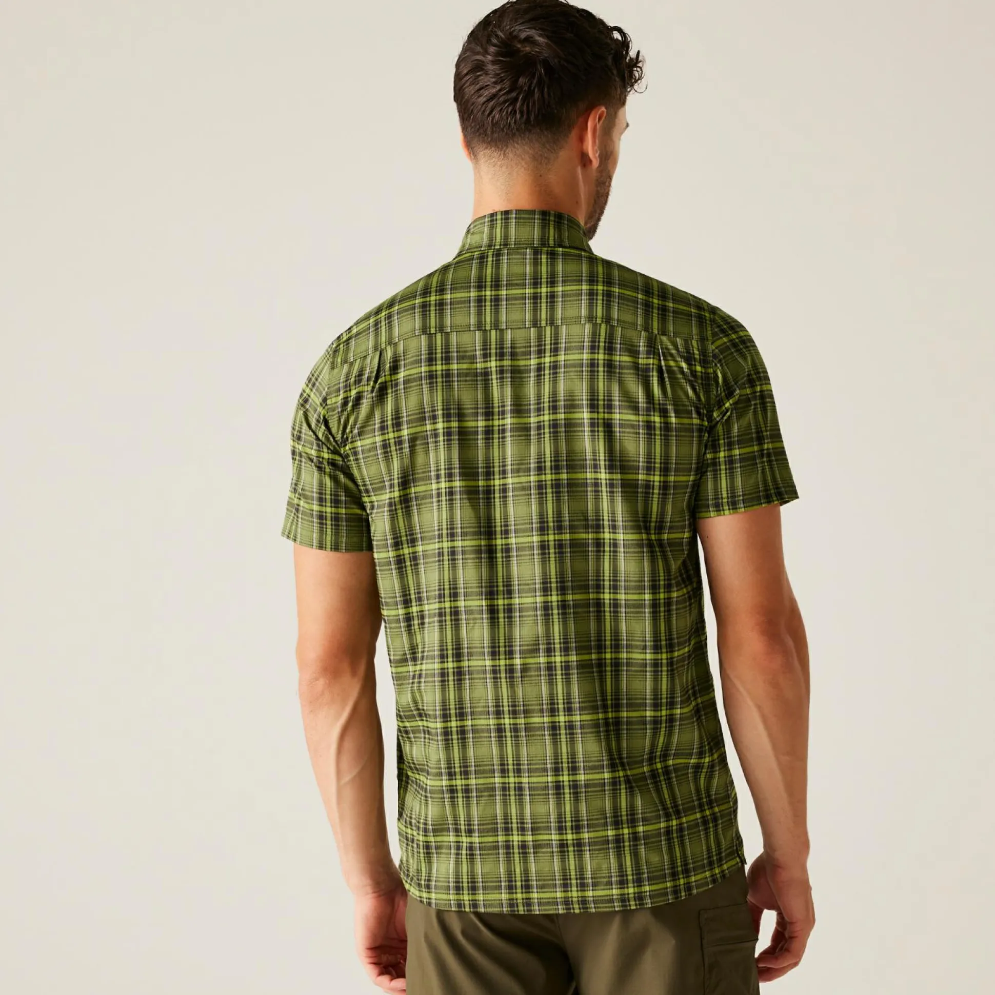 Men's Begarno Short Sleeve Shirt | Nephrite Green Black Grenoble Green Check
