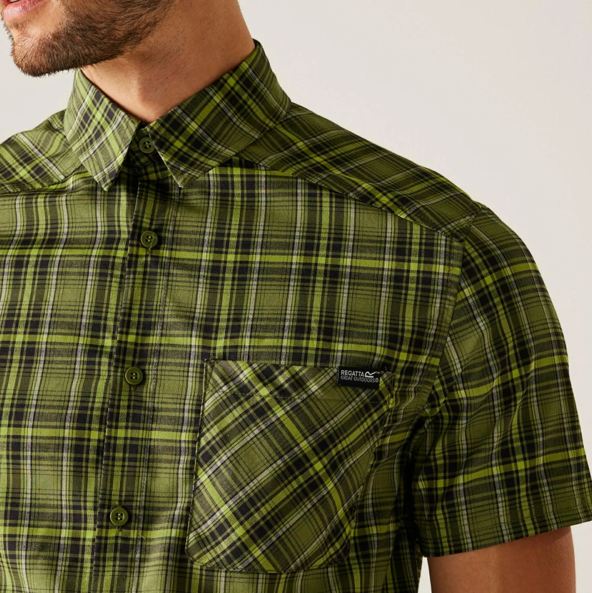 Men's Begarno Short Sleeve Shirt | Nephrite Green Black Grenoble Green Check