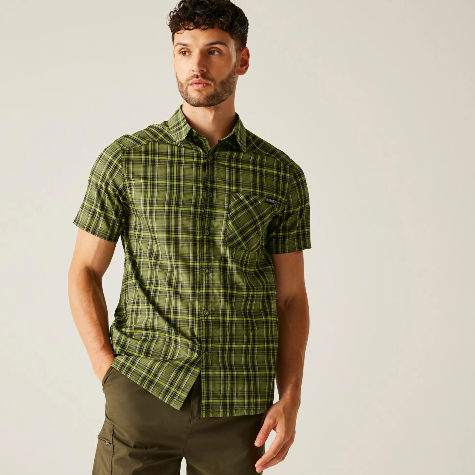 Men's Begarno Short Sleeve Shirt | Nephrite Green Black Grenoble Green Check