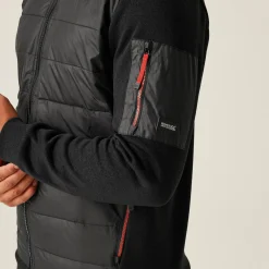 Men's Colliston Baffled Fleece Jacket | Black Red Ochre