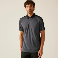 Men's Contrast Coolweave Quick Wicking Polo Shirt | Seal Grey Black