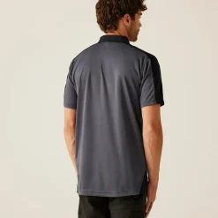 Men's Contrast Coolweave Quick Wicking Polo Shirt | Seal Grey Black