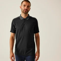 Men's Contrast Coolweave Quick Wicking Polo Shirt | Black Seal Grey