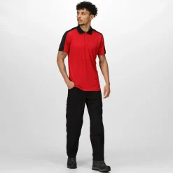 Men's Contrast Coolweave Quick Wicking Polo Shirt | Classic Red Black